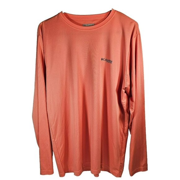 Colombia PFG Long Sleeve Omni-Shade Graphic T Shirt Men's Size M Salmon Peach - Picture 1 of 9